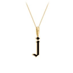 Enamel Gothic Initial Necklace