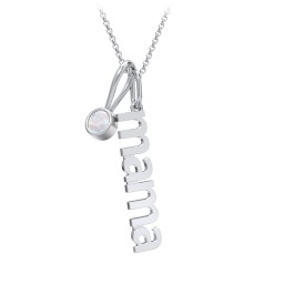 Modern Mama Necklace with Birthstone Charm in 925 Sterling Silver with Opal