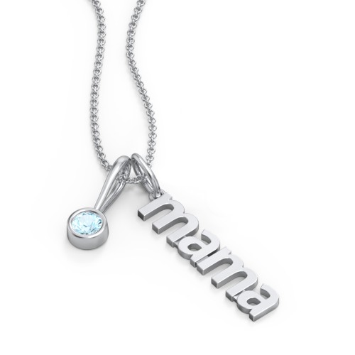 Modern Mama Necklace with Birthstone Charm – Sterling Silver with Blue Topaz