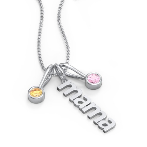 Modern Mama Necklace with 2 Birthstone Charms