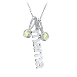 Modern Mama Necklace with 2 Birthstone Charms in 925 Sterling Silver with Peridot