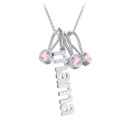 Modern Mama Necklace with 3 Birthstone Charms