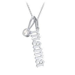 Gothic Mama Necklace with Birthstone Charm