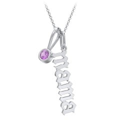 Gothic Mama Necklace with Birthstone Charm