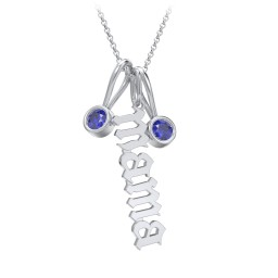 Gothic Mama Necklace with 2 Birthstone Charms