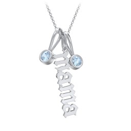 Gothic Mama Necklace with 2 Birthstone Charms