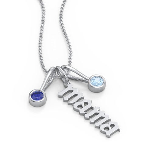 Gothic Mama Necklace with 2 Birthstone Charms