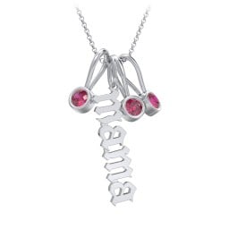 Gothic Mama Necklace with 3 Birthstone Charms