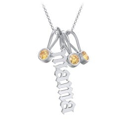 Gothic Mama Necklace with 3 Birthstone Charms