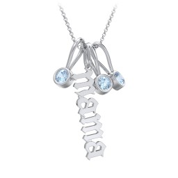 Gothic Mama Necklace with 3 Birthstone Charms
