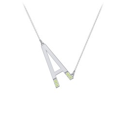 Asymmetrical Initial Necklace with Accent Stones - A