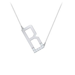 Asymmetrical Initial Necklace with Accent Stones - B