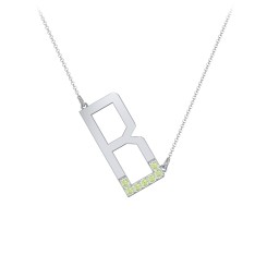 Asymmetrical Initial Necklace with Accent Stones - B