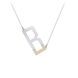 Asymmetrical Initial Necklace with Accent Stones - B