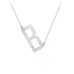 Asymmetrical Initial Necklace with Accent Stones - B
