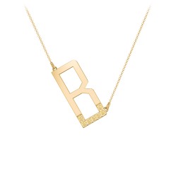Asymmetrical Initial Necklace with Accent Stones - B in 18K Gold Plated Silver with Citrine