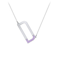 Asymmetrical Initial Necklace with Accent Stones - D