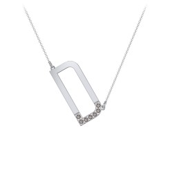 Asymmetrical Initial Necklace with Accent Stones - D