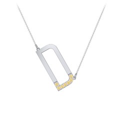 Asymmetrical Initial Necklace with Accent Stones - D