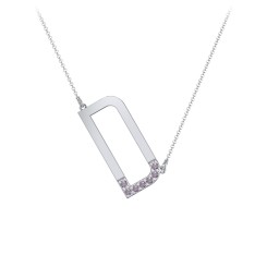 Asymmetrical Initial Necklace with Accent Stones - D