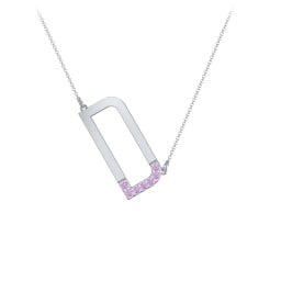 Asymmetrical Initial Necklace with Accent Stones - D