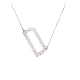Asymmetrical Initial Necklace with Accent Stones - D