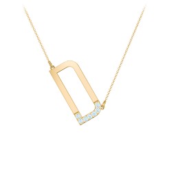 Asymmetrical Initial Necklace with Accent Stones - D in 18K Gold Plated Silver with Blue Topaz