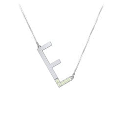 Asymmetrical Initial Necklace with Accent Stones - E