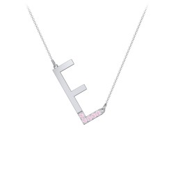 Asymmetrical Initial Necklace with Accent Stones - E