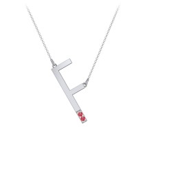Asymmetrical Initial Necklace with Accent Stones - F