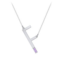 Asymmetrical Initial Necklace with Accent Stones - F