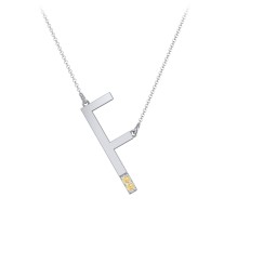 Asymmetrical Initial Necklace with Accent Stones - F