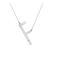 Asymmetrical Initial Necklace with Accent Stones - F