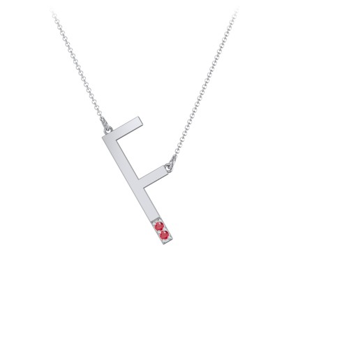 Asymmetrical Initial Necklace with Accent Stones - F