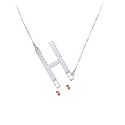 Asymmetrical Initial Necklace with Accent Stones - H