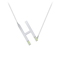 Asymmetrical Initial Necklace with Accent Stones - H