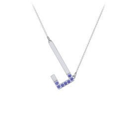 Asymmetrical Initial Necklace with Accent Stones - J