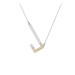 Asymmetrical Initial Necklace with Accent Stones - J