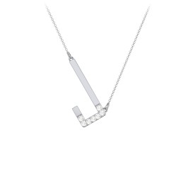 Asymmetrical Initial Necklace with Accent Stones - J