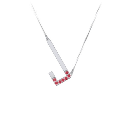 Asymmetrical Initial Necklace with Accent Stones - J