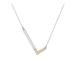 Asymmetrical Initial Necklace with Accent Stones - L