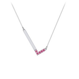 Asymmetrical Initial Necklace with Accent Stones - L