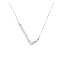 Asymmetrical Initial Necklace with Accent Stones - L