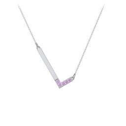 Asymmetrical Initial Necklace with Accent Stones - L