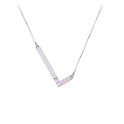 Asymmetrical Initial Necklace with Accent Stones - L