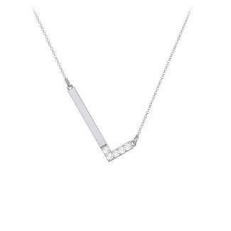 Asymmetrical Initial Necklace with Accent Stones - L