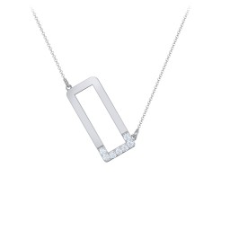 Asymmetrical Initial Necklace with Accent Stones - O