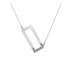 Asymmetrical Initial Necklace with Accent Stones - O