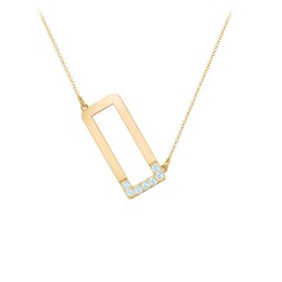 Asymmetrical Initial Necklace with Accent Stones - O in 18K Gold Plated Silver with Blue Topaz
