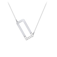 Asymmetrical Initial Necklace with Accent Stones - O – Sterling Silver with Cubic Zirconia